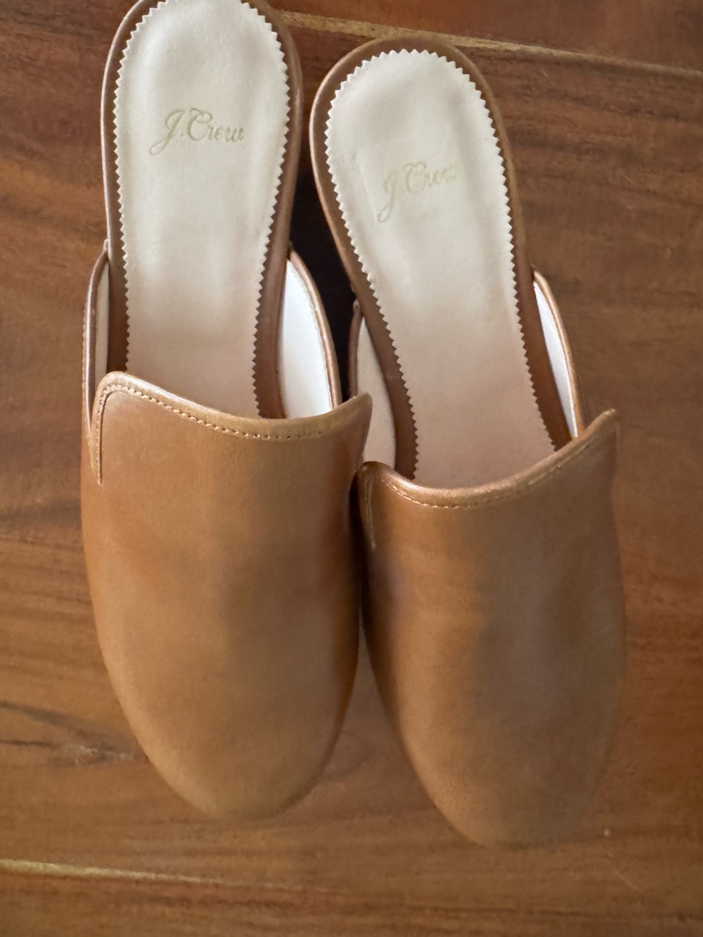 J.Crew NWOT Brown Leather Clog Mules Studded Wood Platform Size 12  70’ vibe